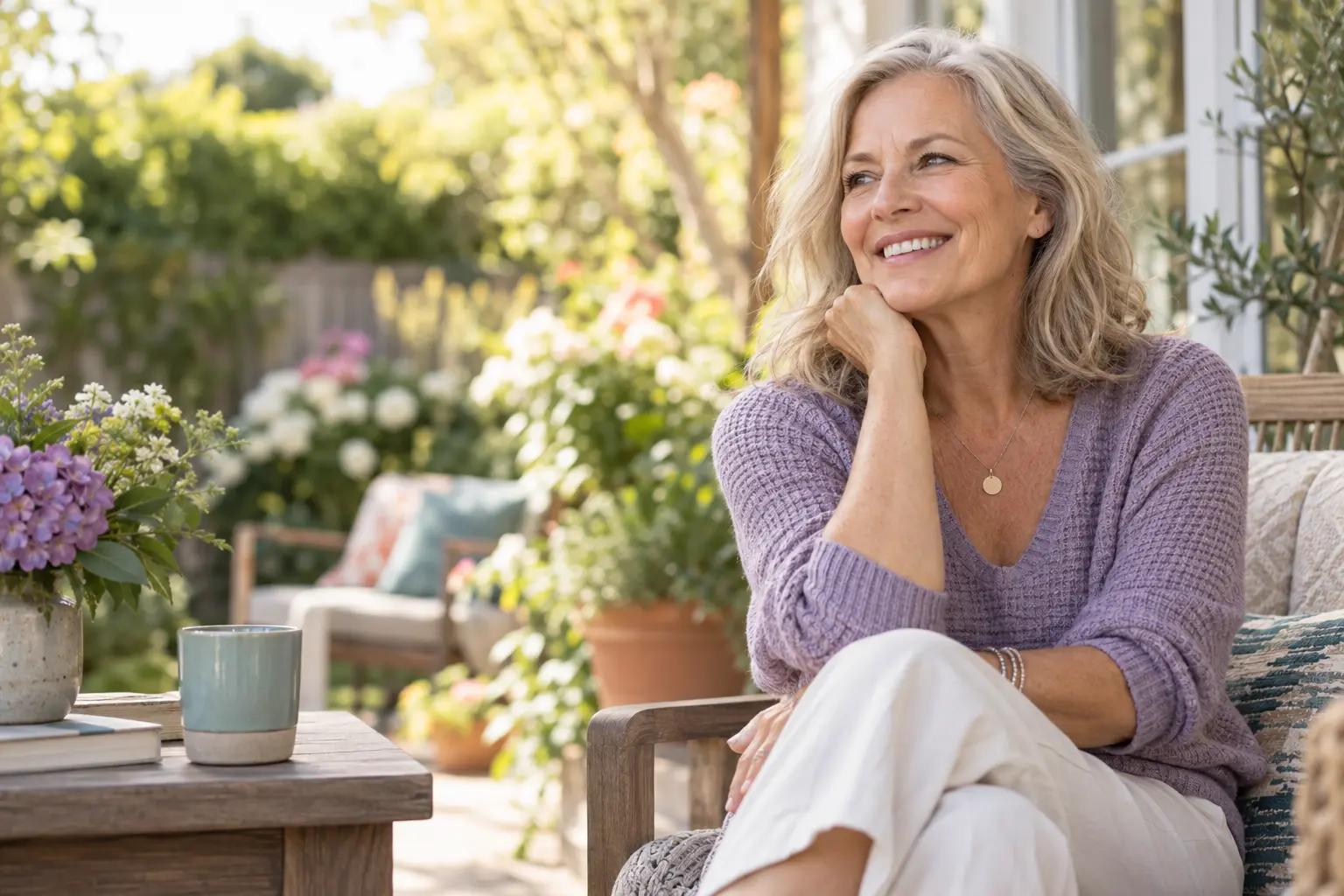 Adult relaxing in a garden