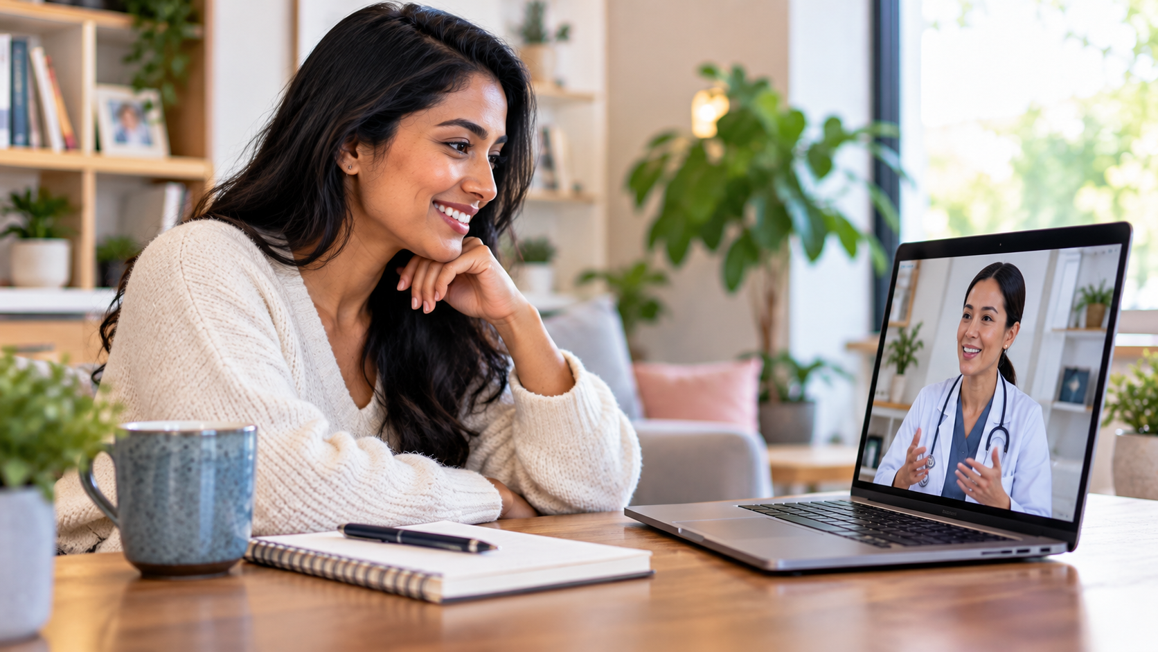 Clinician meeting a patient at a desk — Sesame Care